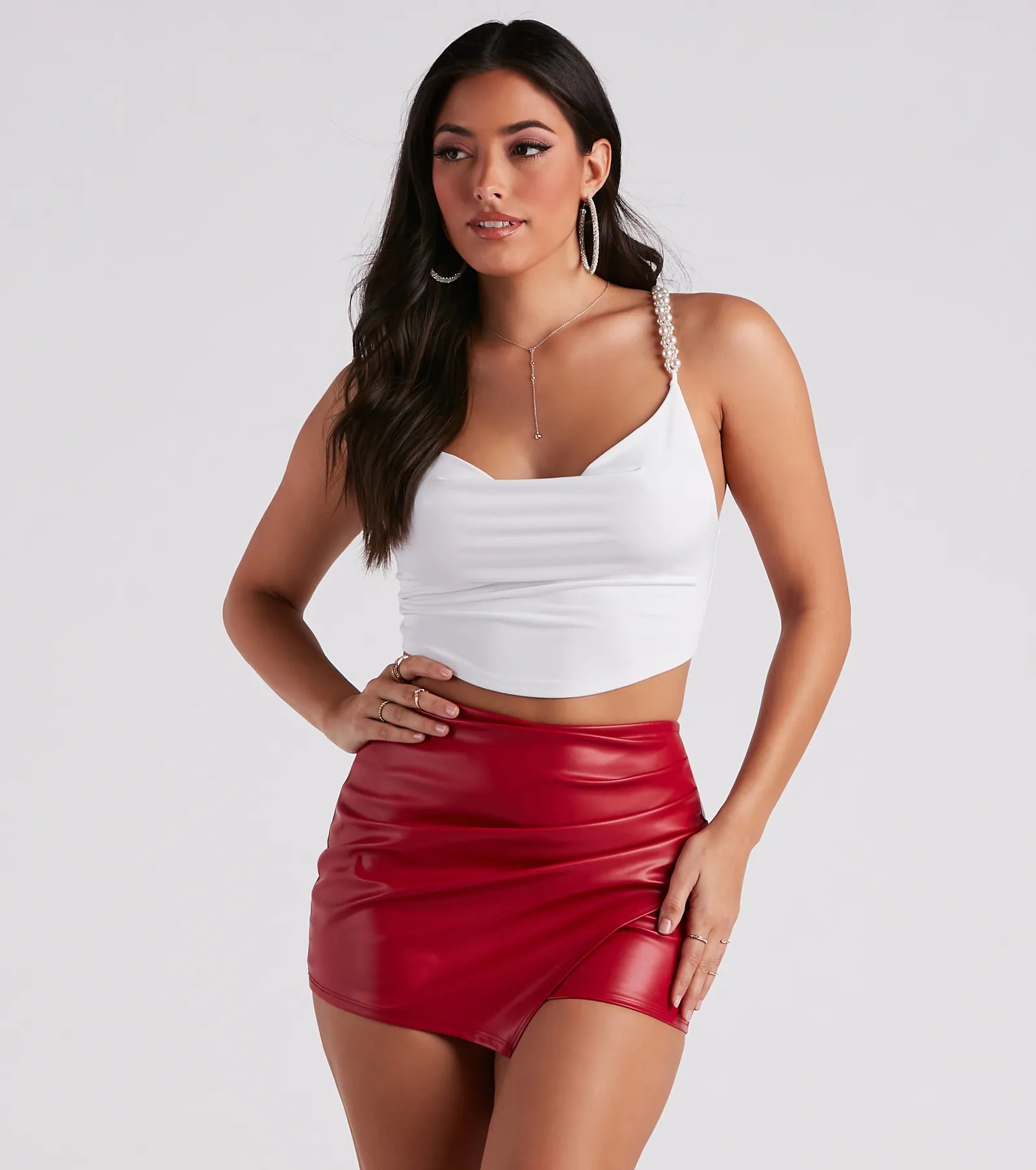 Pearl Of Style Tie Back Crop Top