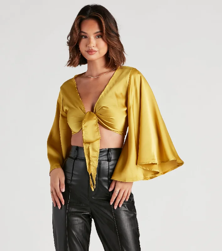 Sweet Secret Satin Kimono Sleeve Top