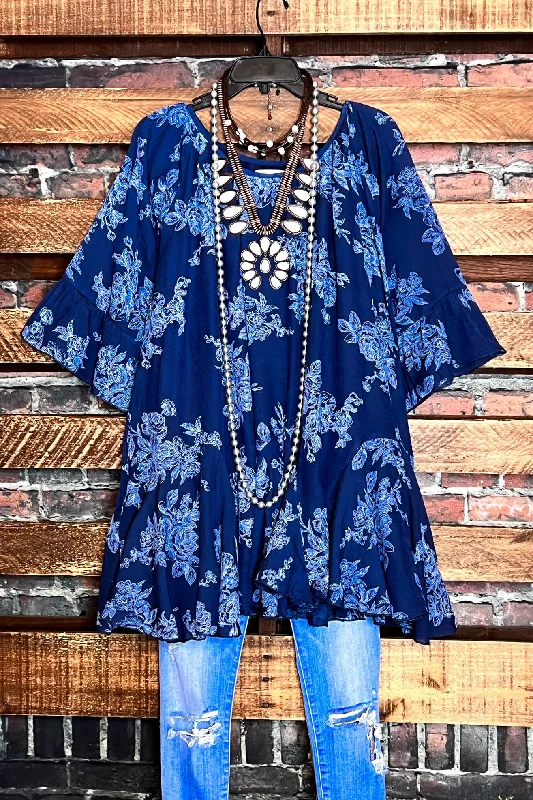 SUNSET CHASER NAVY BOHO SWING OVERSIZED TUNIC