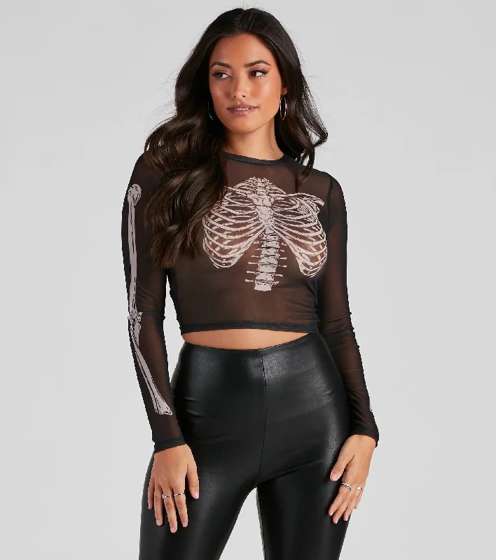 Sultry Skeleton Mesh Crop Top