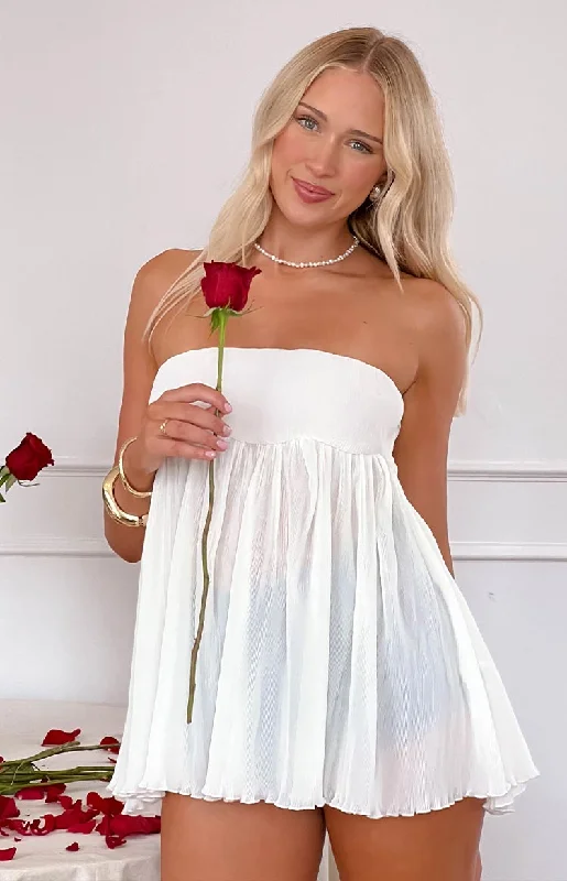 Angia White Strapless Top