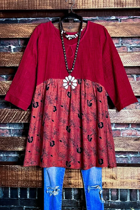 JOYFULLY YOURS BABYDOLL TUNIC IN RUST