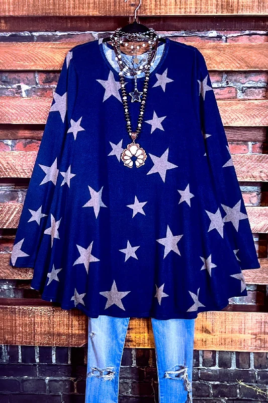 CHASING STARS SWEATER TUNIC IN NAVY BLUE