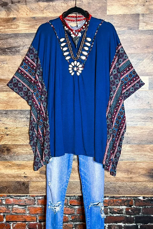 DREAMS AND ASPIRATIONS OVERSIZED TUNIC IN TEAL