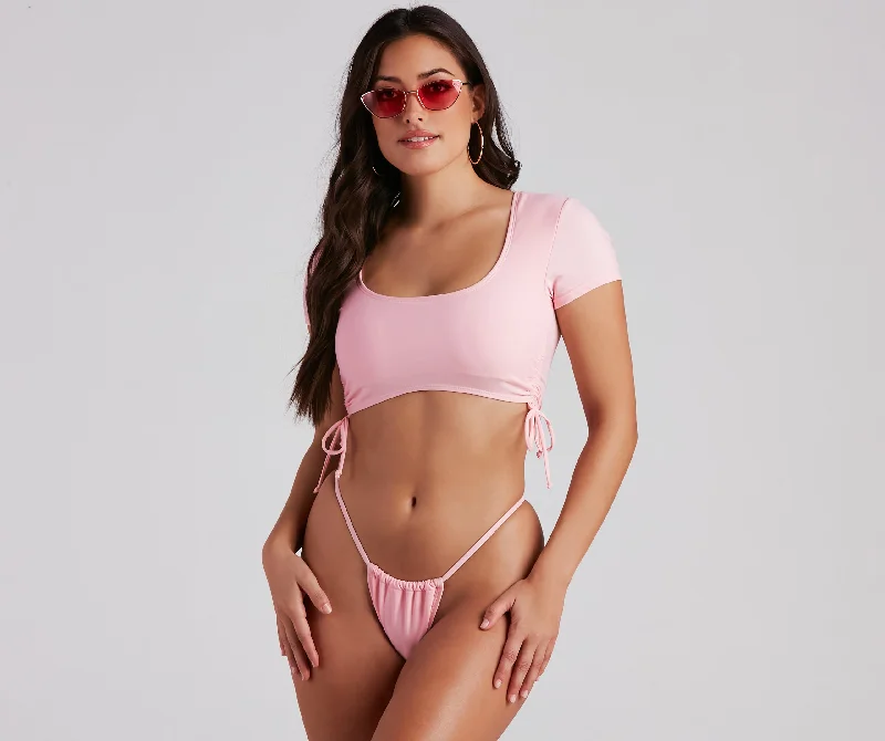 Cutie Alert Cap Sleeve Swim Top