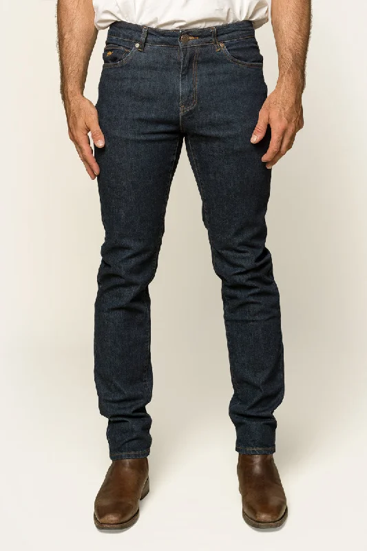 Men's Jeans with Fashionable RipsBurke Mens Tapered Slim Leg Jeans - Dark Blue