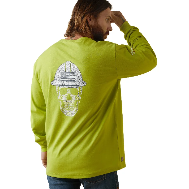 Ariat Men's Flame Resistant Roughneck Skull Graphic Long Sleeve T-Shirt_Bright Lime