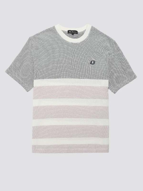 B by Ben Sherman Textured Block Stripe Tee - Dark Navy