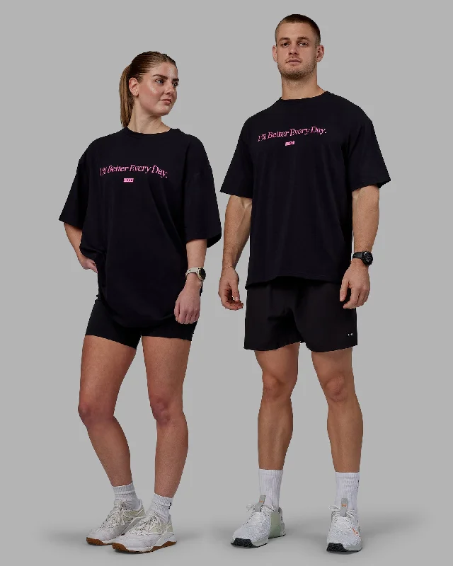 Unisex 1% Better FLXCotton Tee Oversize - Black-Fuschia Pink