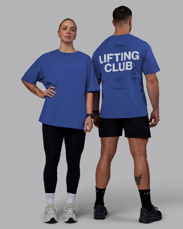 Unisex Lifting Club FLXCotton Tee Oversize - Power Cobalt-White