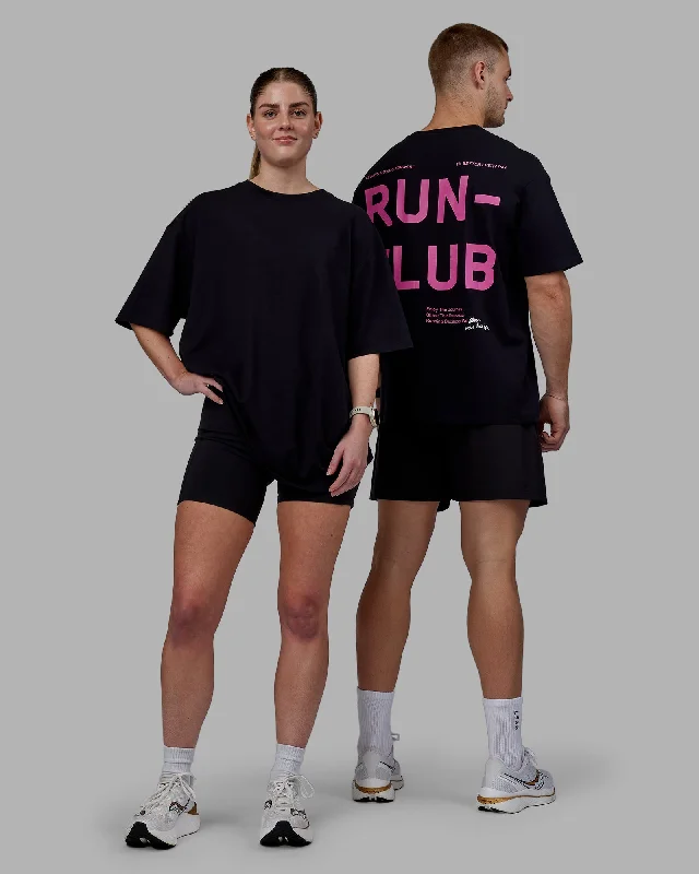 Unisex Love The Run FLXCotton Tee Oversize - Black-Fuschia Pink