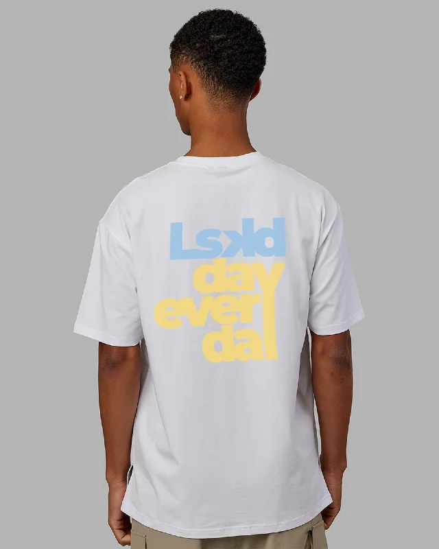 Unisex LSKD Every Day FLXCotton Tee Oversize - White-Blue-Yellow