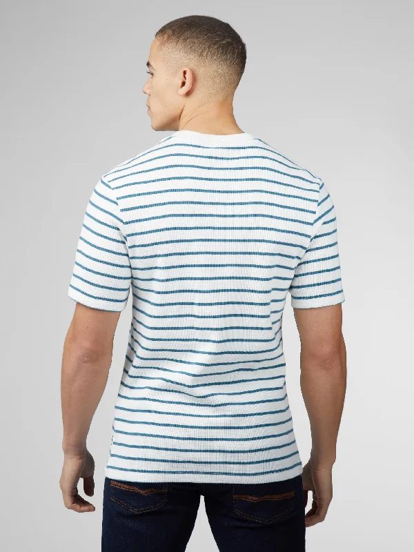 Signature Waffle Stripe Tee - Snow White