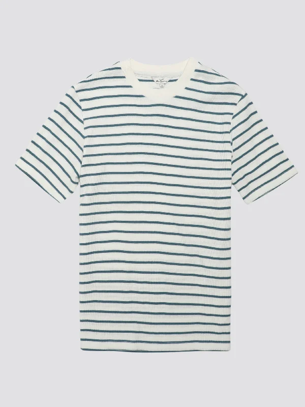 Signature Waffle Stripe Tee - Snow White