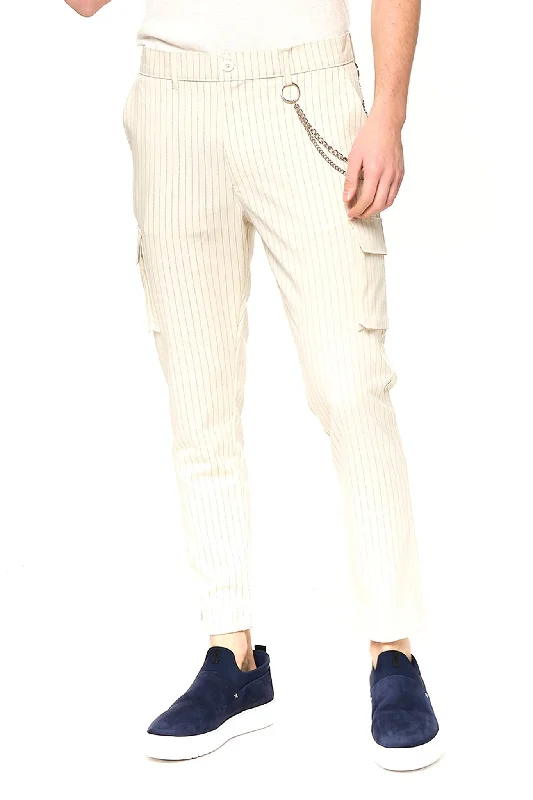 Pinstriped Utility Pants - Stone