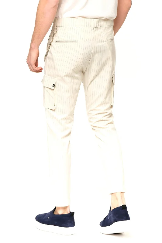 Pinstriped Utility Pants - Stone