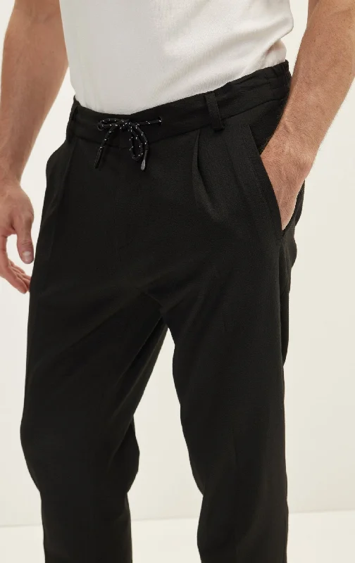 Casual Drawstring Pants - Black