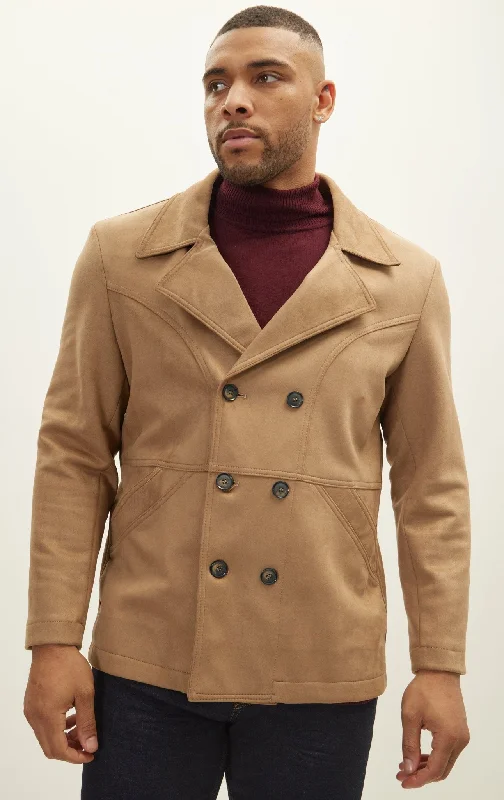 Faux Suede Bond Peacoat - Stone