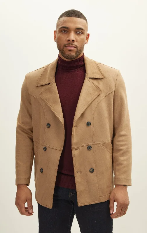 Faux Suede Bond Peacoat - Stone