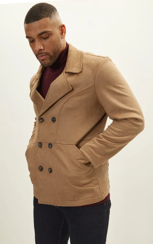 Faux Suede Bond Peacoat - Stone