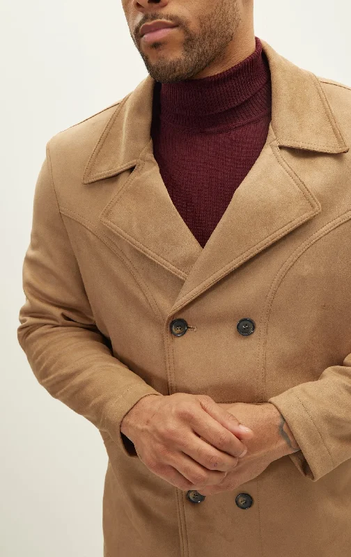 Faux Suede Bond Peacoat - Stone