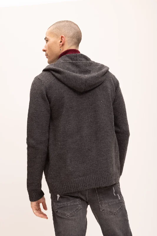 Knitted Zipper Hoodie - Anthracite