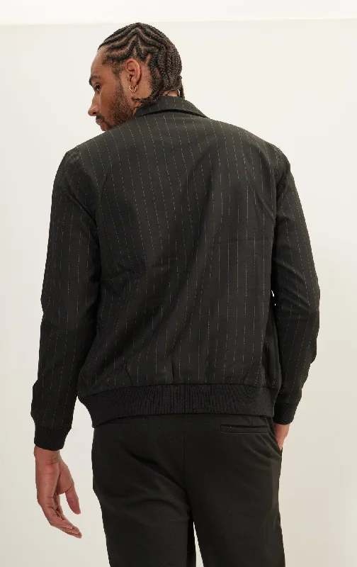 Pinstriped Cargo Jacket - Black Anthracite