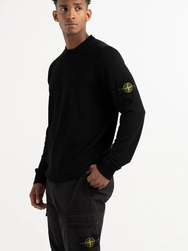 Black Wool Crewneck Sweater