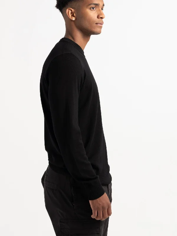 Black Wool Crewneck Sweater