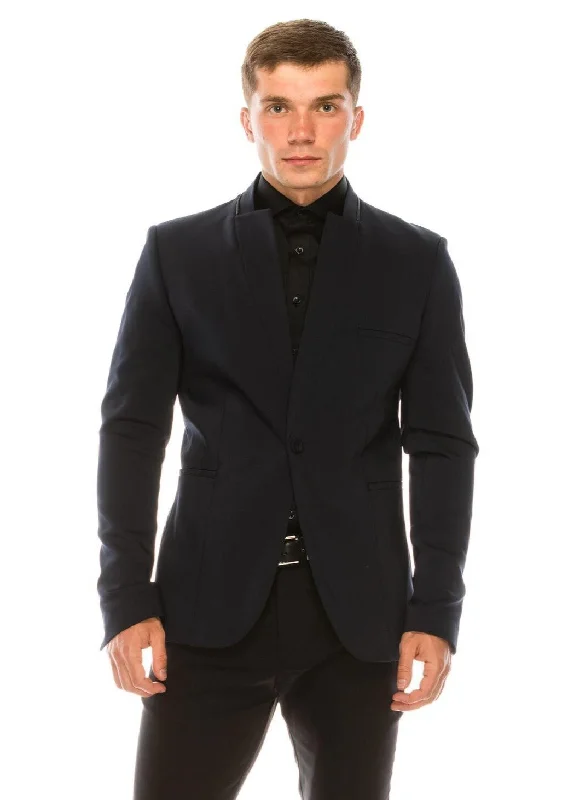 Wrinkle Free Super Stretch Tech Zippered Blazer- Navy