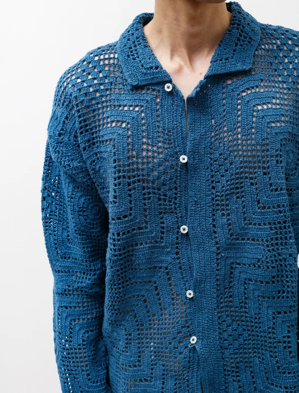 Overdyed Crochet Shirt Petrol