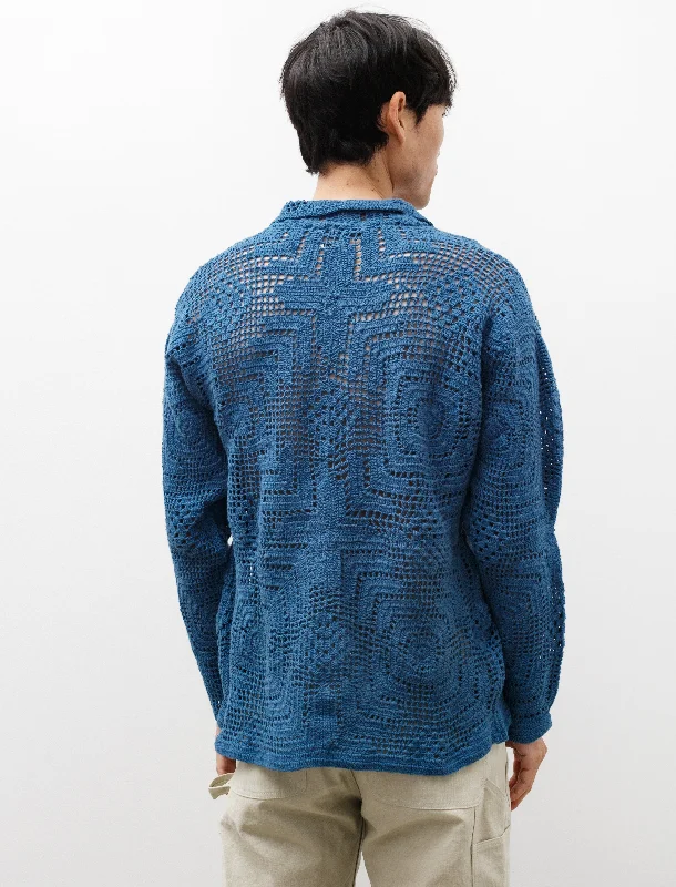 Overdyed Crochet Shirt Petrol