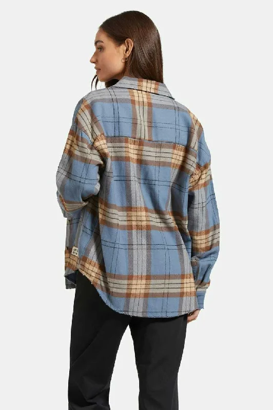 Bowery Women's Classic L/S Flannel - Flint Blue/Pinecone Brown Plaid