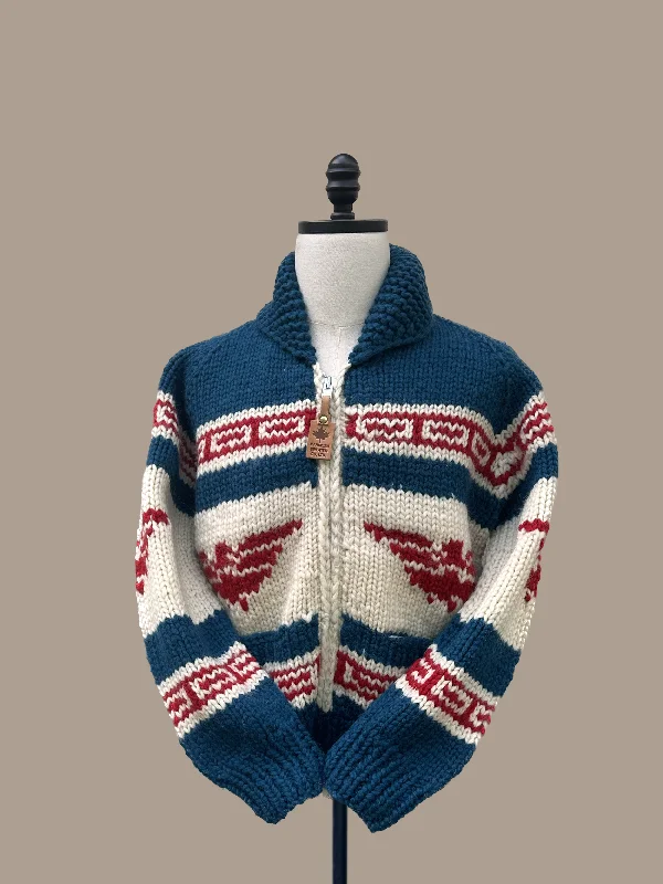 Canadian Knit Sweater - Dark Blue/Red