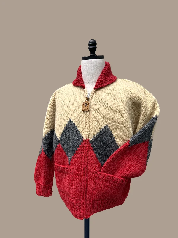 Canadian Knit Sweater - Red/Cream XL