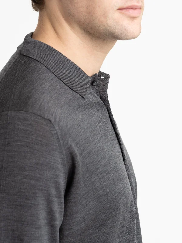 Charcoal Cotswold Extra-Fine Merino Wool Polo Shirt