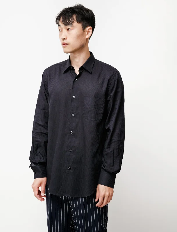 Model 1 Shirt Black Jacquard Stripe