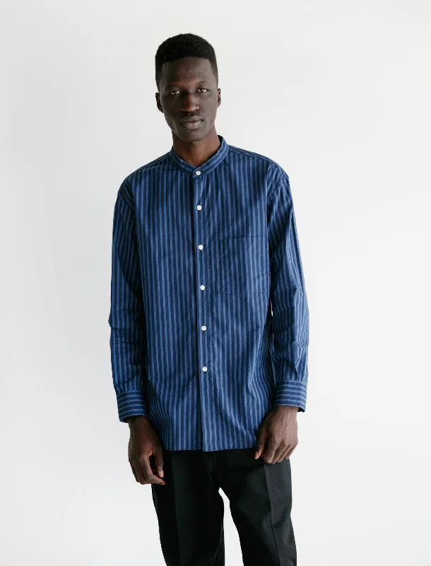 Mao Shirt II Blue Navy Stripes