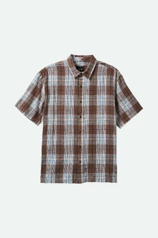 Cru Linen Blend Relaxed S/S Woven Shirt - Pinecone Brown/Coronet Blue