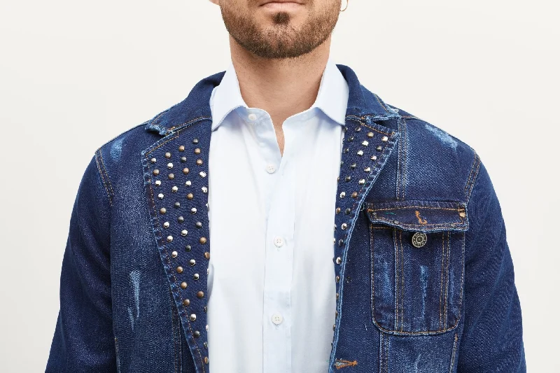 Artist Studded Denim Jacket  - Navy