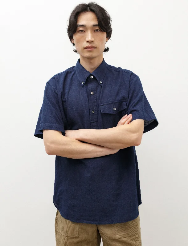 Popover BD Shirt Navy Cotton Voile