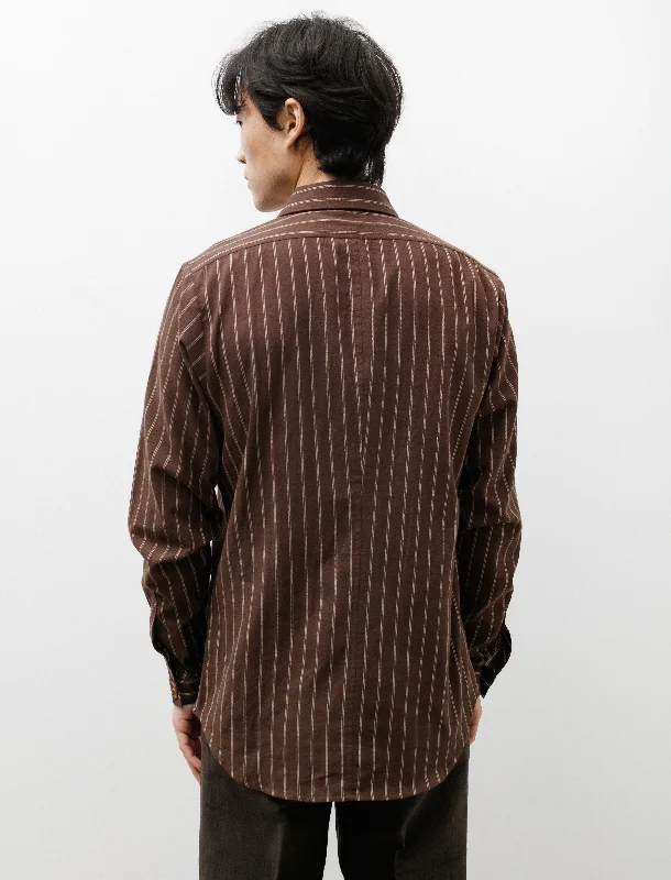 Brown Stripe Shirt Cotton Linen