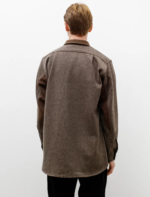 Wool Shirt Brown Marle Sleeve Detail