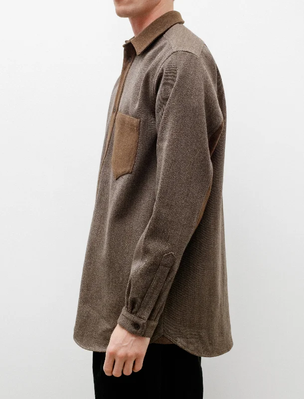 Wool Shirt Brown Marle Sleeve Detail