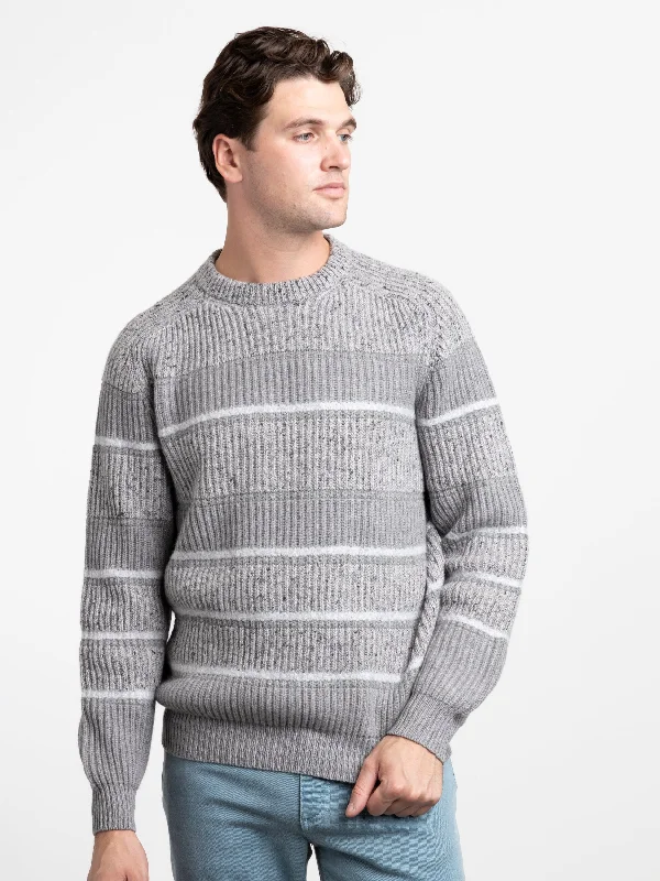 Grey Cashmere Striped Sweater