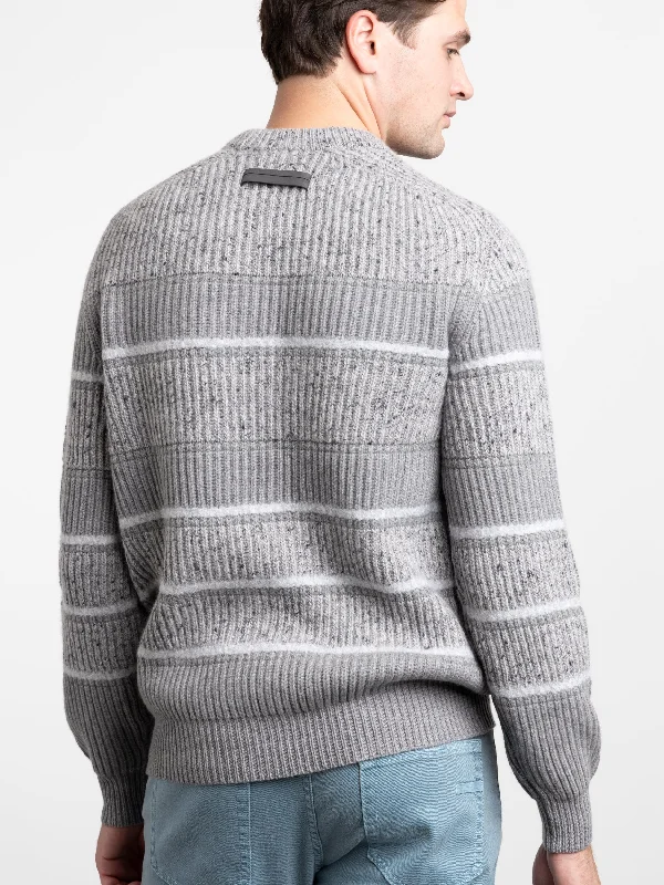 Grey Cashmere Striped Sweater