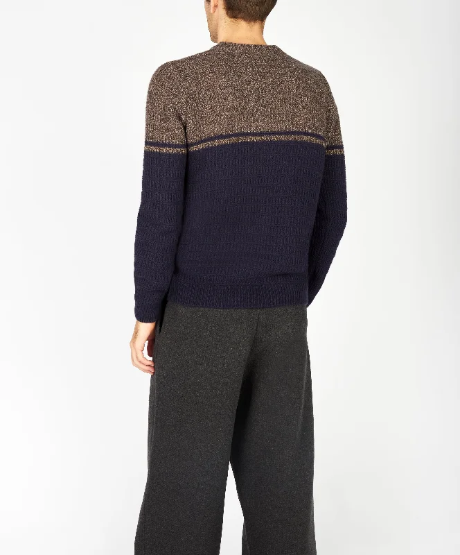 Irish - Colour Block Crew Neck - Shadow Marl/Midnight