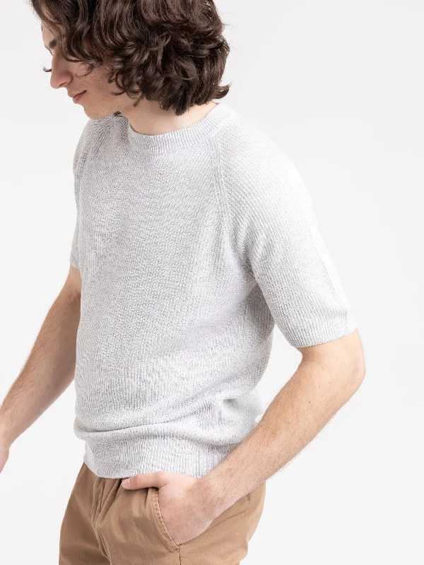 Light Grey Flax-Cotton Ribbed Knit