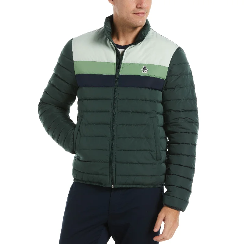 Lightweight Color Block Puffer Jacket