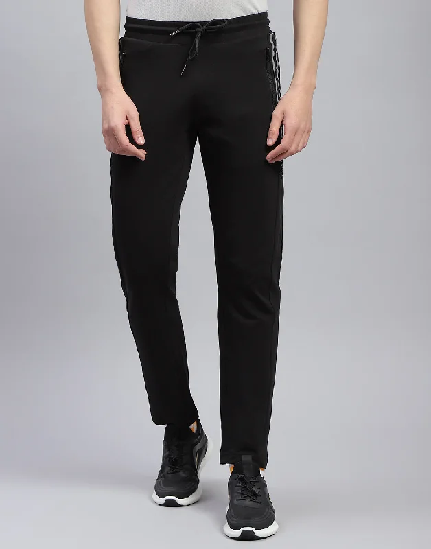 Men Black Solid Regular Fit Lower